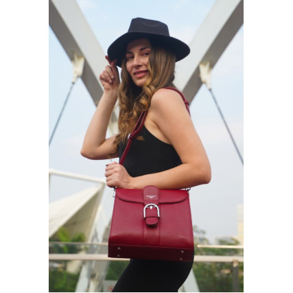Кожаная сумка на плечо Giorgio Ferretti (Италия) бордовая GF2018500116Cbordo – Фото 2