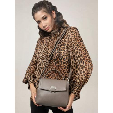 Кожаная сумка на плечо Giorgio Ferretti (Италия) серая GF2018969Bdgrey – Фото 2