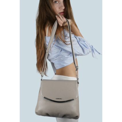 Кожаная сумка на плечо Giorgio Ferretti (Италия) серая GF2019056Bgrey – Фото 7