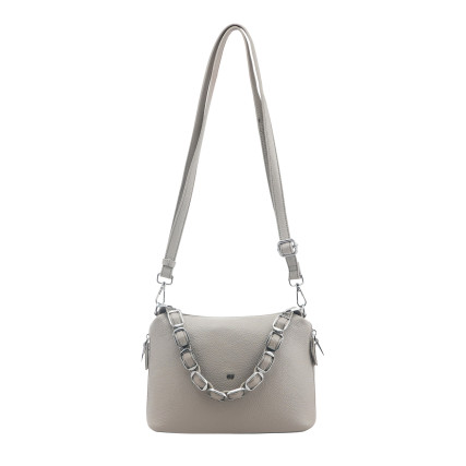 Кожаная сумка на плечо Giorgio Ferretti (Италия) серая GF2019058Elgrey – Фото 3