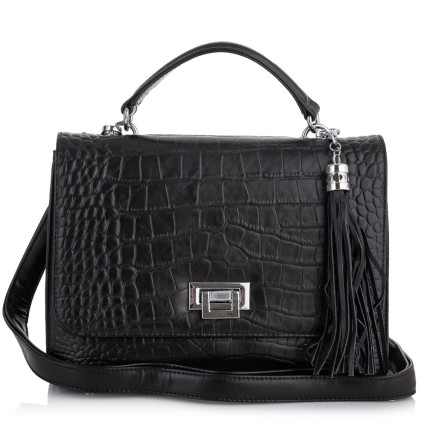 Кожаная черная сумка на плечо Giorgio Ferretti (Италия) GF2019132Ablack2 – Фото 3