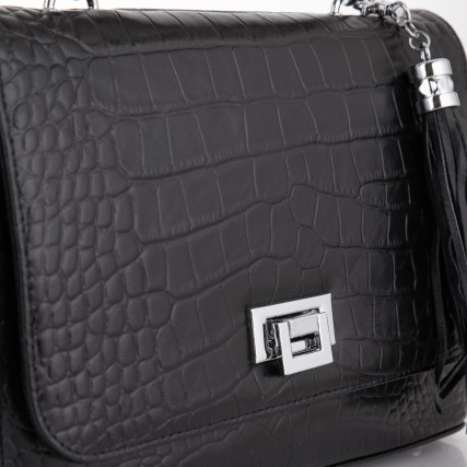 Кожаная черная сумка на плечо Giorgio Ferretti (Италия) GF2019132Ablack2 – Фото 4