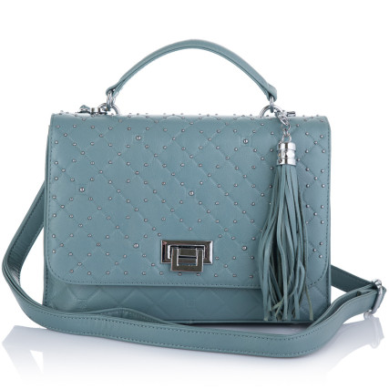 Кожаная сумка на плечо Giorgio Ferretti (Италия) голубая GF2019132Alblue – Фото 3