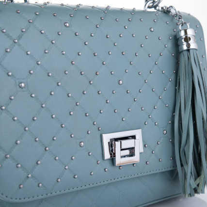 Кожаная сумка на плечо Giorgio Ferretti (Италия) голубая GF2019132Alblue – Фото 4