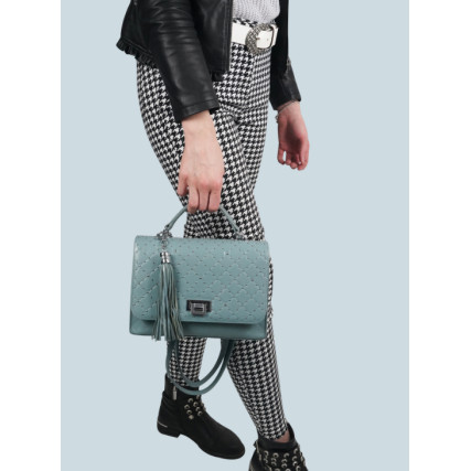 Кожаная сумка на плечо Giorgio Ferretti (Италия) голубая GF2019132Alblue – Фото 6