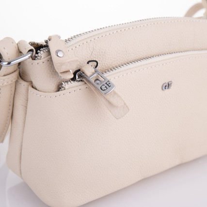 Кожаная сумочка на плечо Giorgio Ferretti (Италия) бежевая GF2019829Bbeige – Фото 5
