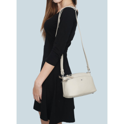 Кожаная сумочка на плечо Giorgio Ferretti (Италия) бежевая GF2019829Bbeige – Фото 7