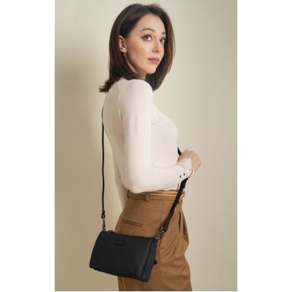 Кожаная сумка на плечо Giorgio Ferretti (Италия) черная GF2020021Ablack – Фото 2