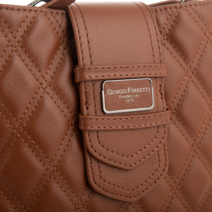 Кожаная сумка на плечо Giorgio Ferretti (Италия) коричневая GF2020707Albrown – Фото 5