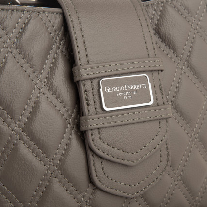 Кожаная сумка на плечо Giorgio Ferretti (Италия) серая GF2020707Algrey – Фото 5