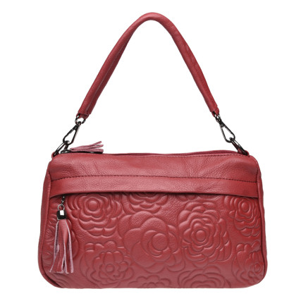 Кожаная женская сумка Borsa Leather красная K1840-red – Фото 1