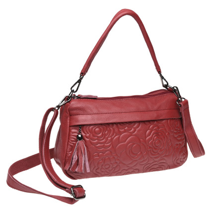 Кожаная женская сумка Borsa Leather красная K1840-red – Фото 5