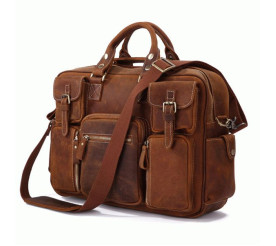 Дорожная сумка кожаная 7028B-1 коричневая Buffalo Bags