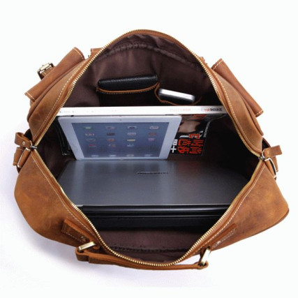 Дорожная сумка кожаная 7028B-1 коричневая Buffalo Bags – Фото 4