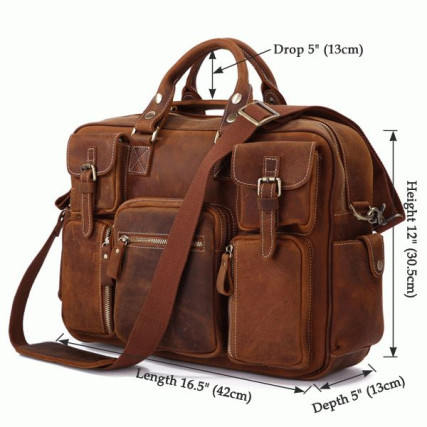 Дорожная сумка кожаная 7028B-1 коричневая Buffalo Bags – Фото 5