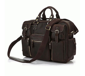 Дорожная сумка кожаная 7028R коричневая Buffalo Bags