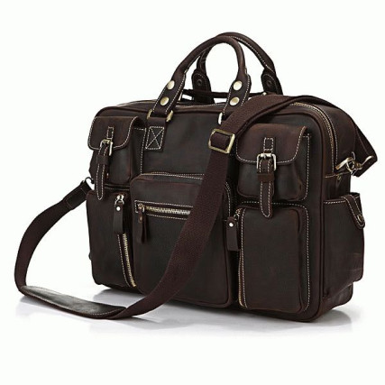 Дорожная сумка кожаная 7028R коричневая Buffalo Bags – Фото 1