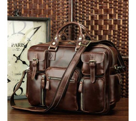 Сумка дорожная из натуральной кожи 7028X коричневая Buffalo Bags