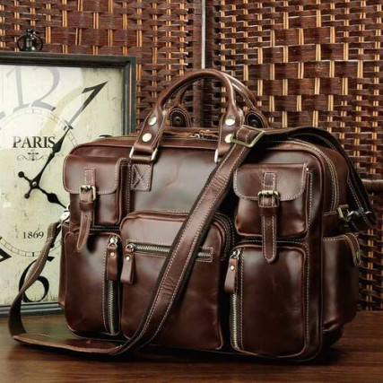 Сумка дорожная из натуральной кожи 7028X коричневая Buffalo Bags – Фото 1