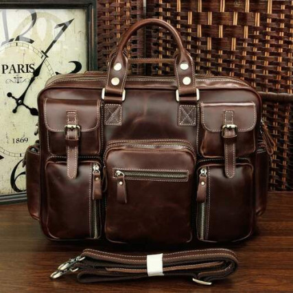 Сумка дорожная из натуральной кожи 7028X коричневая Buffalo Bags – Фото 2