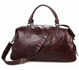 Кожаная дорожная сумка 7071LC коричневая