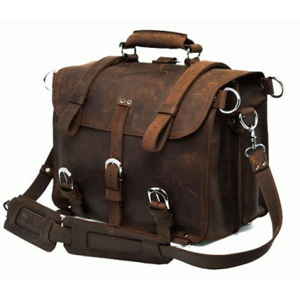 Кожаная дорожная сумка 7072R коричневая Buffalo Bags – Фото 3