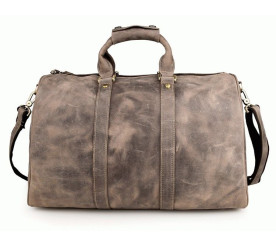 Дорожная кожаная сумка 7077J коричневая