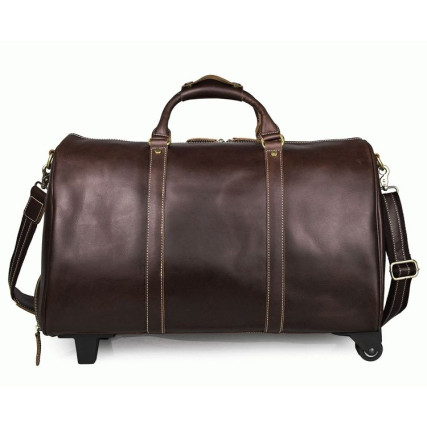 Дорожная кожаная сумка на колесах 7077LC коричневая Buffalo Bags – Фото 1