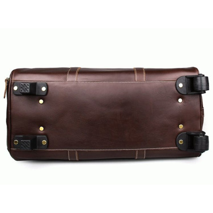 Дорожная кожаная сумка на колесах 7077LC коричневая Buffalo Bags – Фото 3