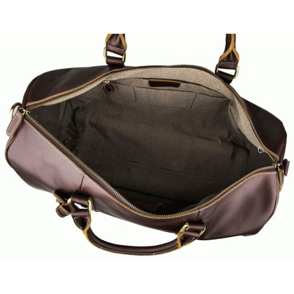 Дорожная кожаная сумка на колесах 7077LC коричневая Buffalo Bags – Фото 4