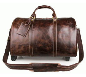 Дорожная кожаная сумка Buffalo Bags 7077LQ коричневая