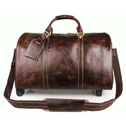Дорожная кожаная сумка Buffalo Bags 7077LQ коричневая – Фото 1