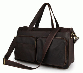 Мужская вместительная кожаная сумка 7138R коричневая