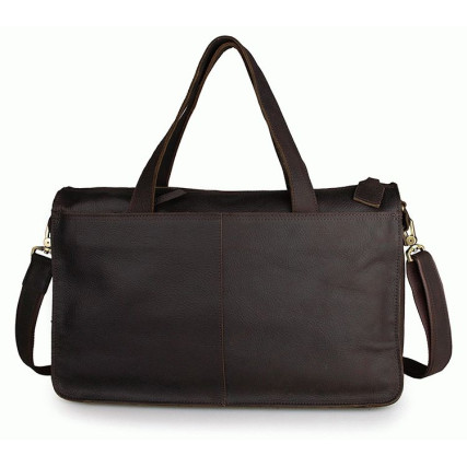 Мужская вместительная кожаная сумка 7138R коричневая – Фото 2