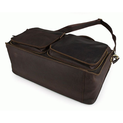 Мужская вместительная кожаная сумка 7138R коричневая – Фото 3