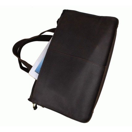 Мужская вместительная кожаная сумка 7138R коричневая – Фото 5