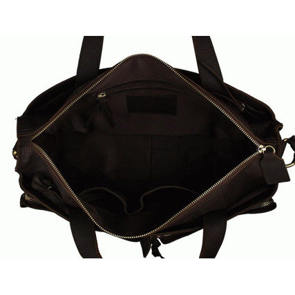 Мужская вместительная кожаная сумка 7138R коричневая – Фото 6