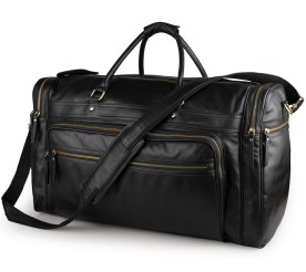 Дорожная кожаная сумка Buffalo Bags черная 7317-1A