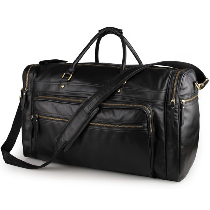 Дорожная кожаная сумка Buffalo Bags черная 7317-1A – Фото 1