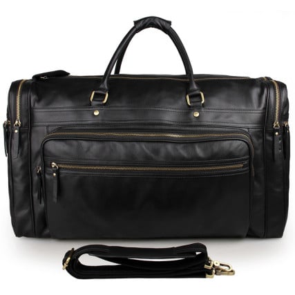 Дорожная кожаная сумка Buffalo Bags черная 7317-1A – Фото 10