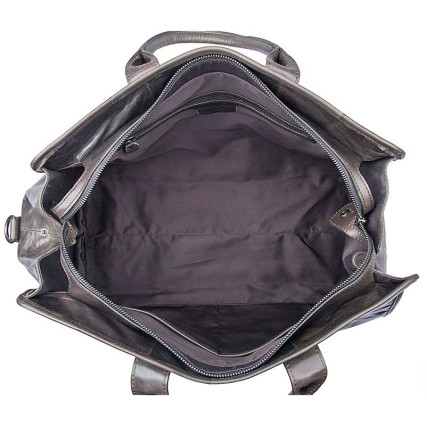 Вместительная кожаная сумка Buffalo Bags серая 7324J – Фото 4