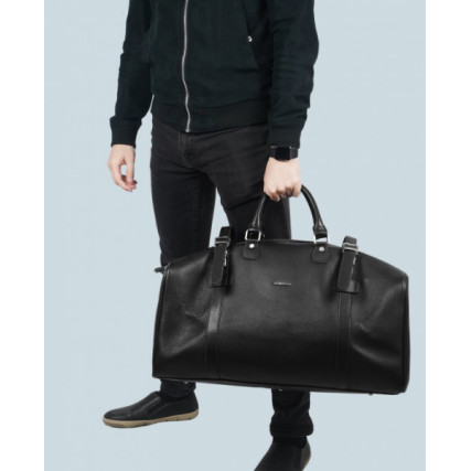 Дорожная кожаная сумка Giorgio Ferretti (Италия) черная GF107black – Фото 7