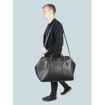 Дорожная кожаная сумка Giorgio Ferretti (Италия) черная GF820black – Фото 7
