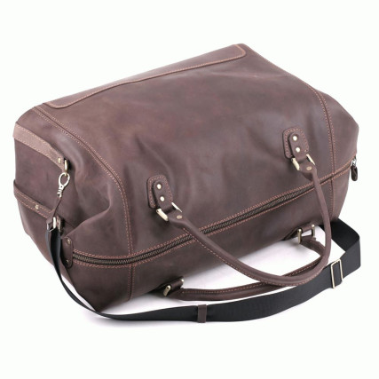 Кожаная дорожная коричневая сумка саквояж Sak-004brown – Фото 2