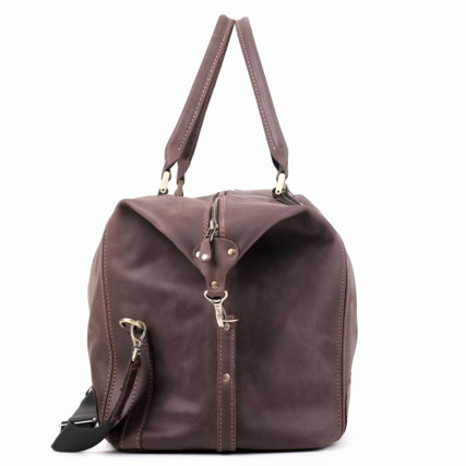 Кожаная дорожная коричневая сумка саквояж Sak-004brown – Фото 3