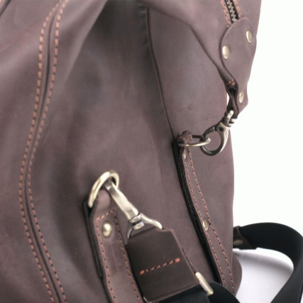 Кожаная дорожная коричневая сумка саквояж Sak-004brown – Фото 5