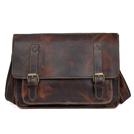 Мужской кожаный мессенджер Buffalo Bags коричневый 1037Q – Фото 1