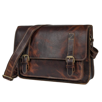 Мужской кожаный мессенджер Buffalo Bags коричневый 1037Q – Фото 3