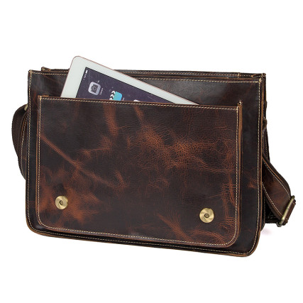 Мужской кожаный мессенджер Buffalo Bags коричневый 1037Q – Фото 5