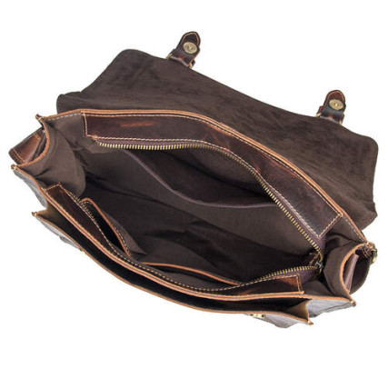 Мужской кожаный мессенджер Buffalo Bags коричневый 1037Q – Фото 6
